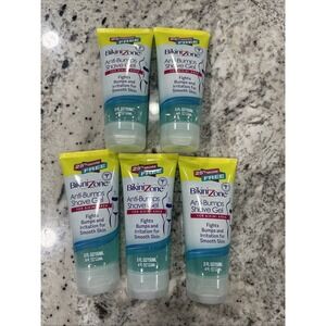 Lot Of 5- Bikini Zone Anti Bump Shave Gel 5 oz. Itching‎ Irritation New
